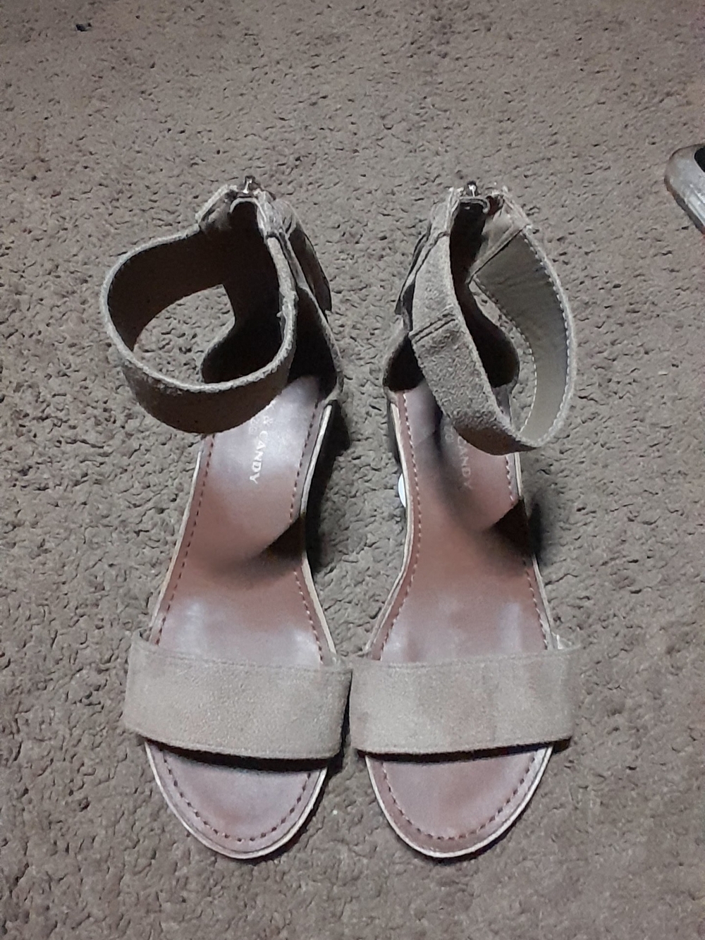 Rock & Candy Taupe Ankle-Strap Sandals